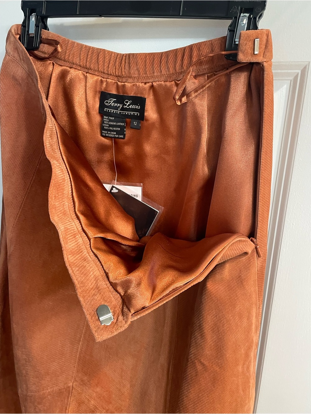 NWT Vintage Terry Lewis 100% Leather Rust Maxi Skirt Size 12 - Picture 10 of 11